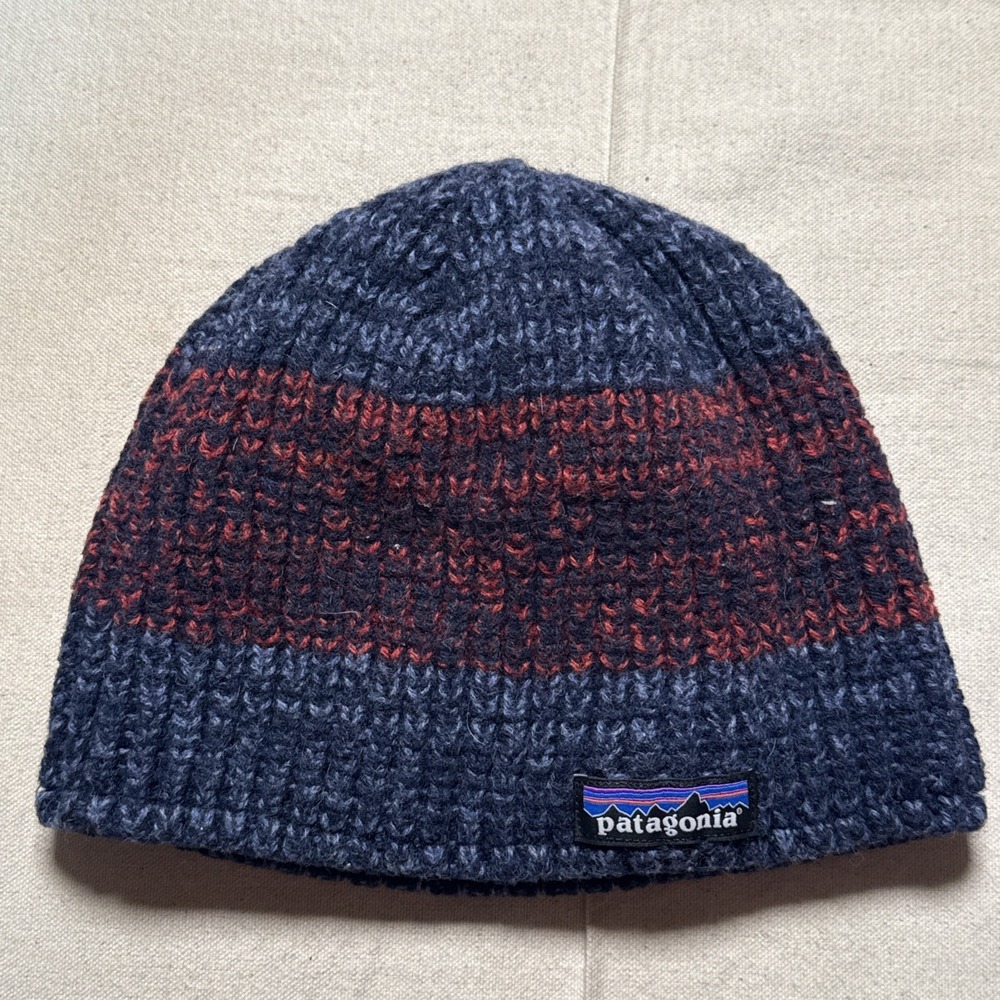 Patagonia Beanie Hat Mens Blue Aztec Wool Blend